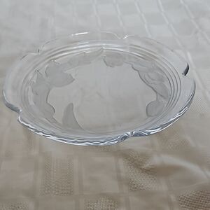 Clear Glass Floral Serving Tray 15"-15"